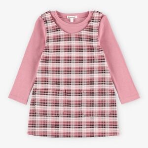 Pink Plaid Long Sleeve Baby Dress Blumind 3M